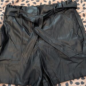 Calvin Klein Black High Waist Leather Shorts